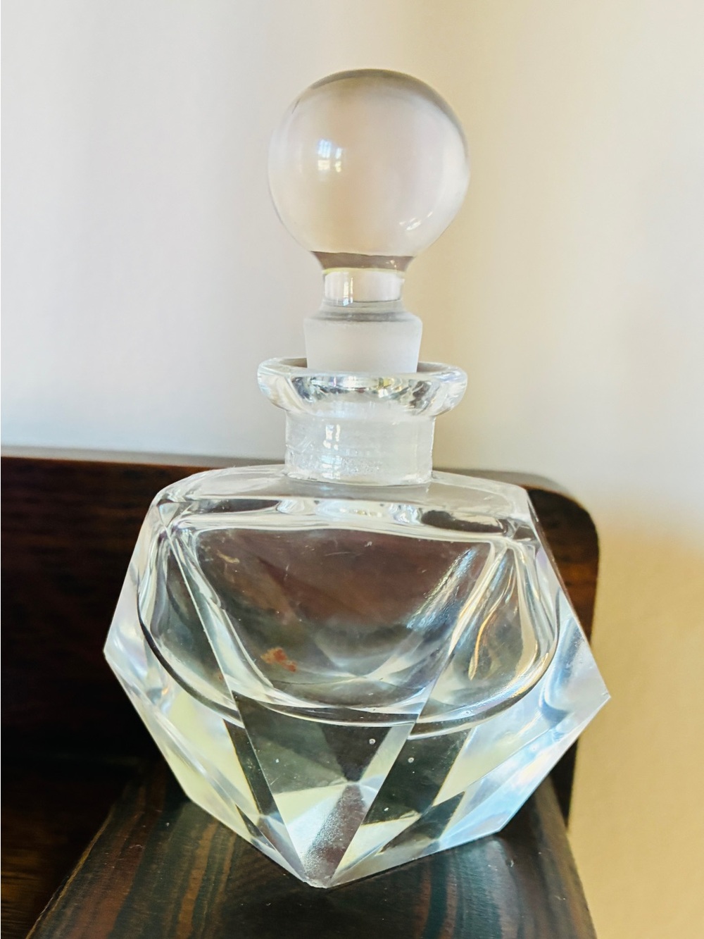 Vintage Clear Glass Faceted Perfume Bottle